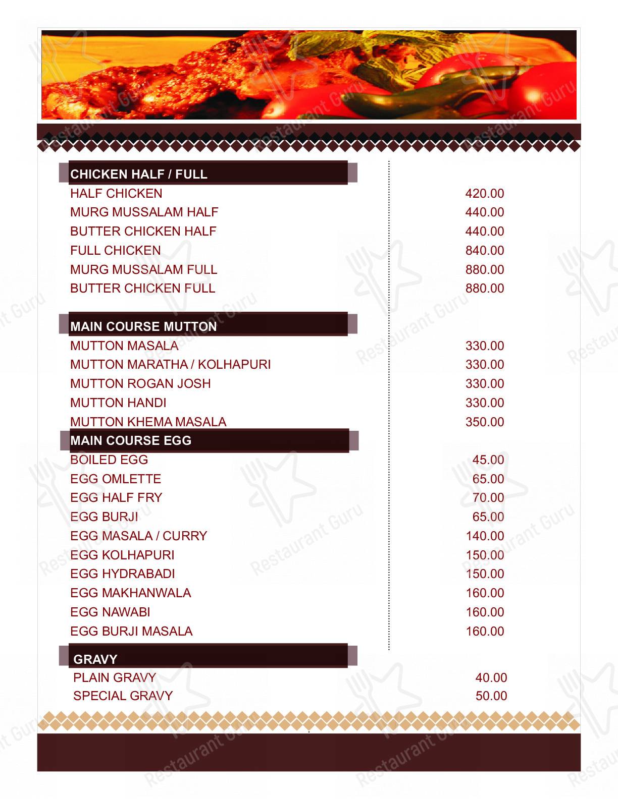 Spice Garden Gokak menu - meals and drinks