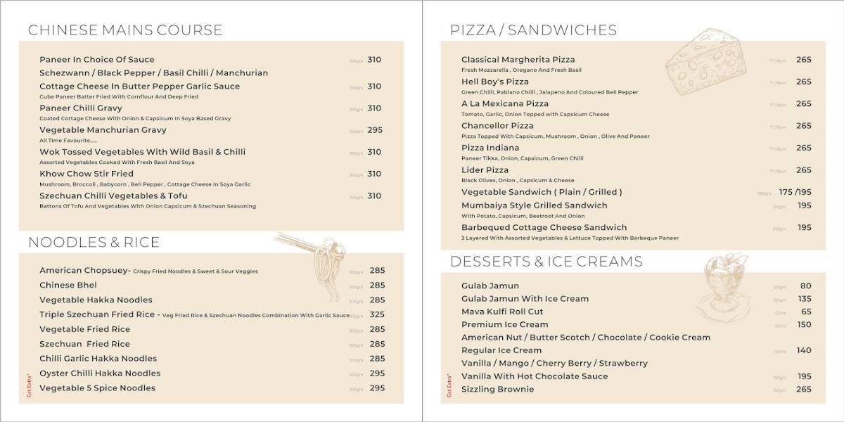 Spice Zone menu