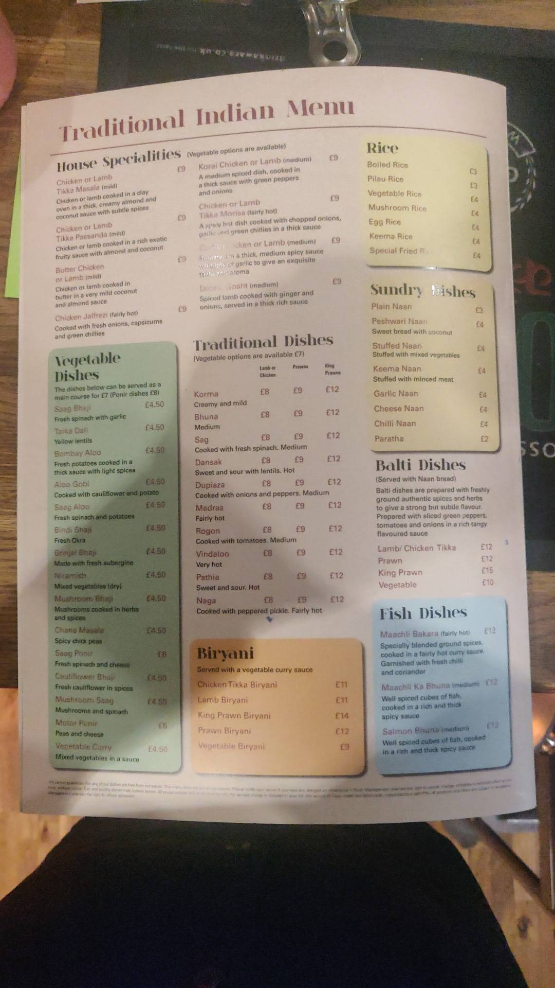 Menu at Spicerack restaurant, Harpenden