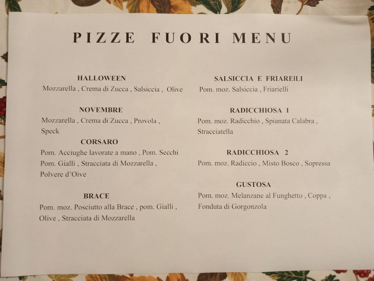 Menu di Spiga - Pizzeria da asporto 