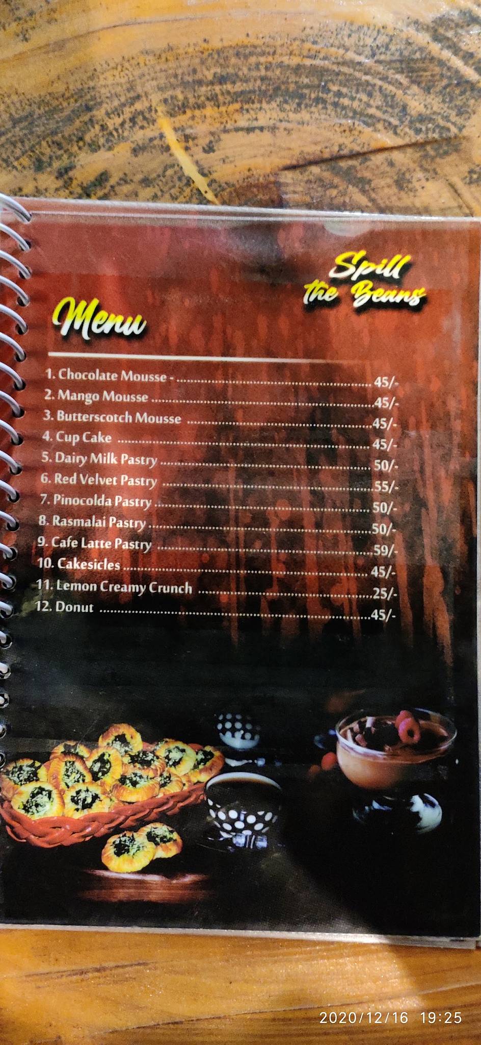 Spill the Beans menu