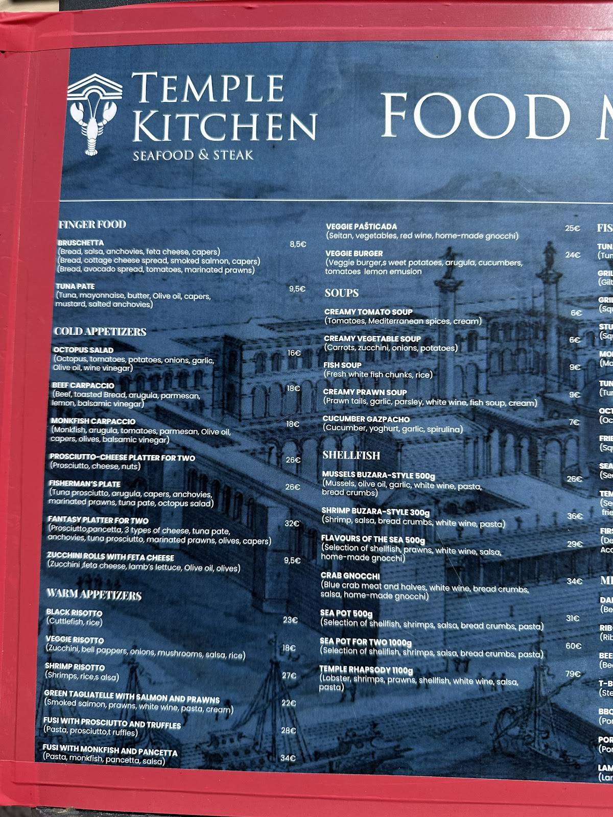 Menu di Temple Kitchen seafood & steak 