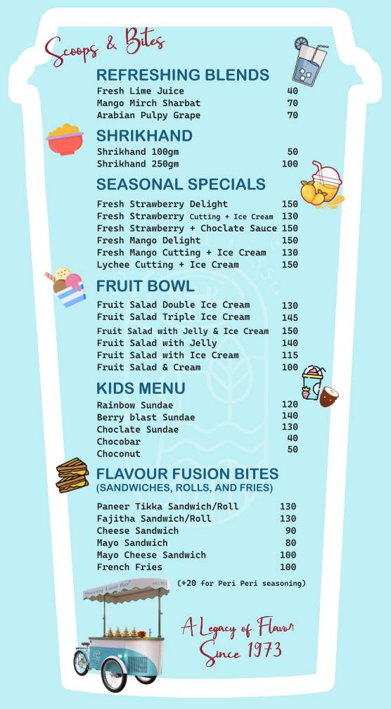 Sreeraj Lassi Bar menu