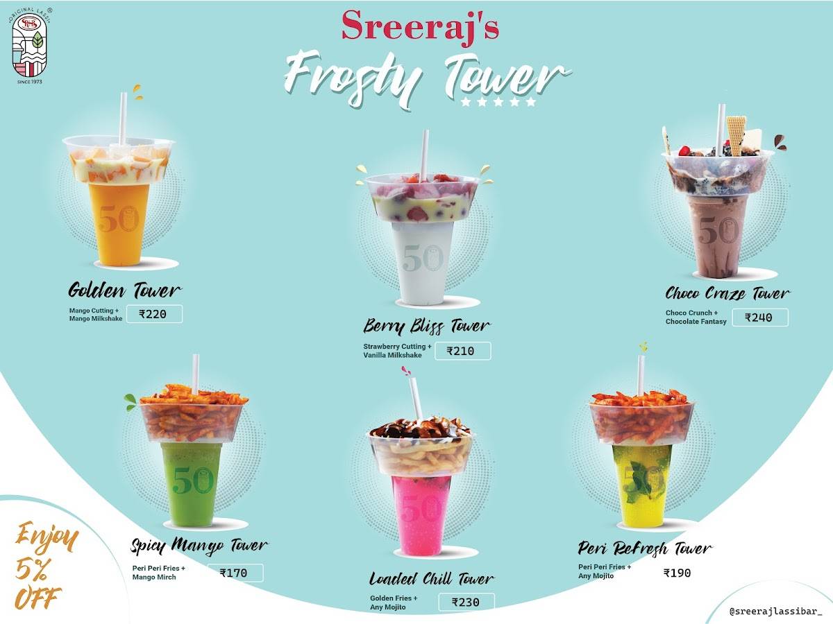 Sreeraj Lassi Bar menu