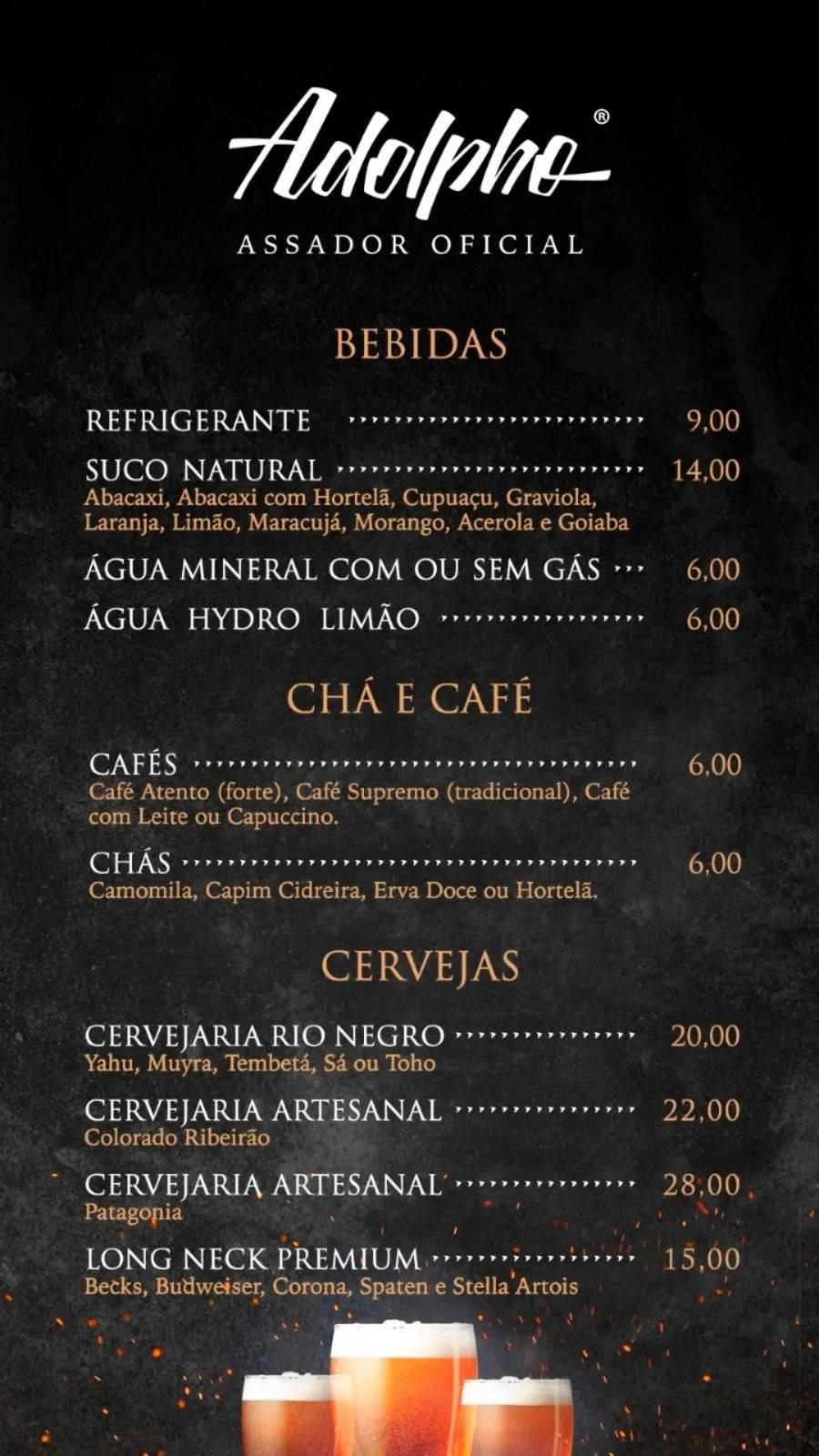 Adolpho - Assador Oficial cardápio