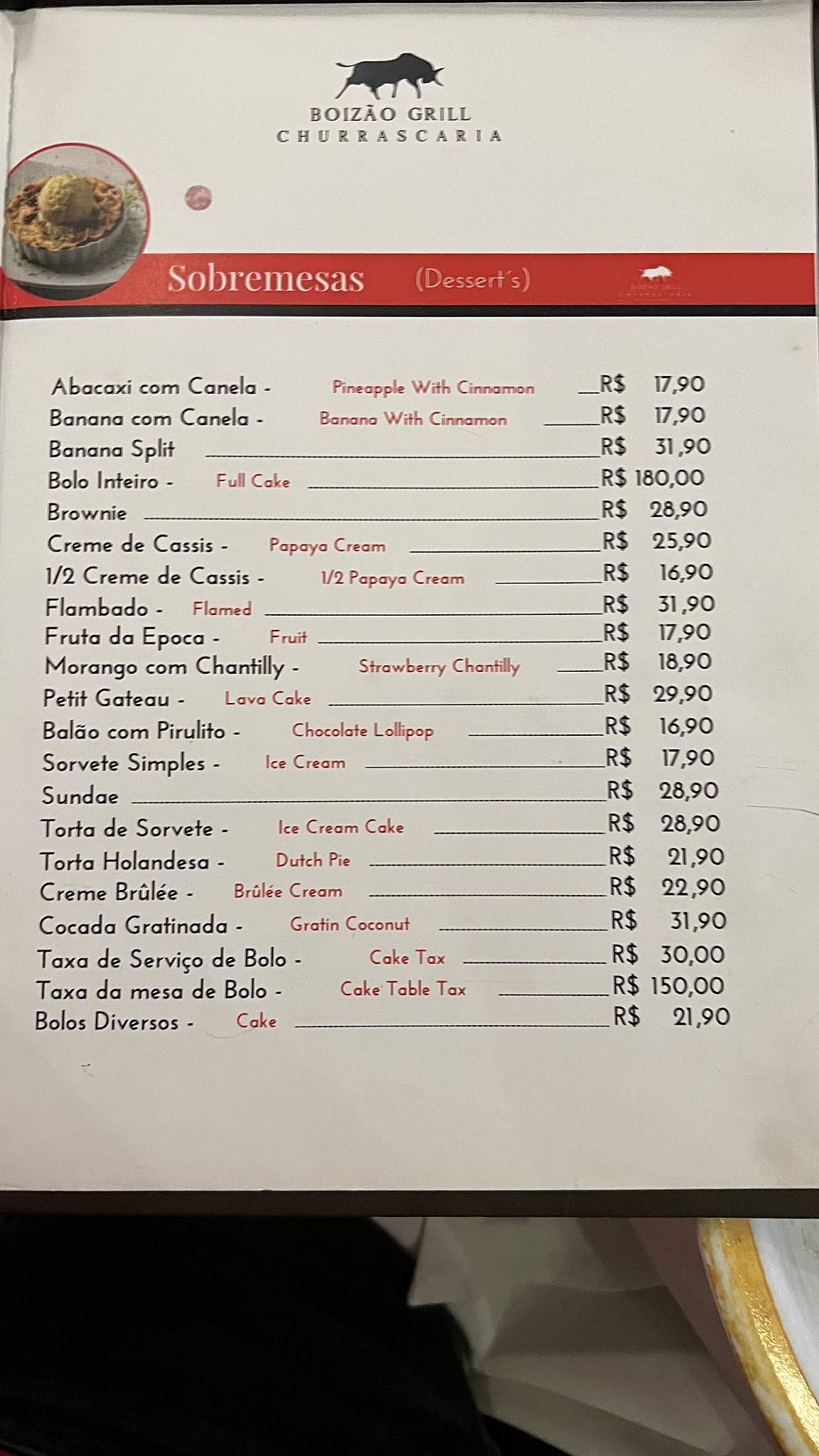 Churrascaria Boizão Grill cardápio