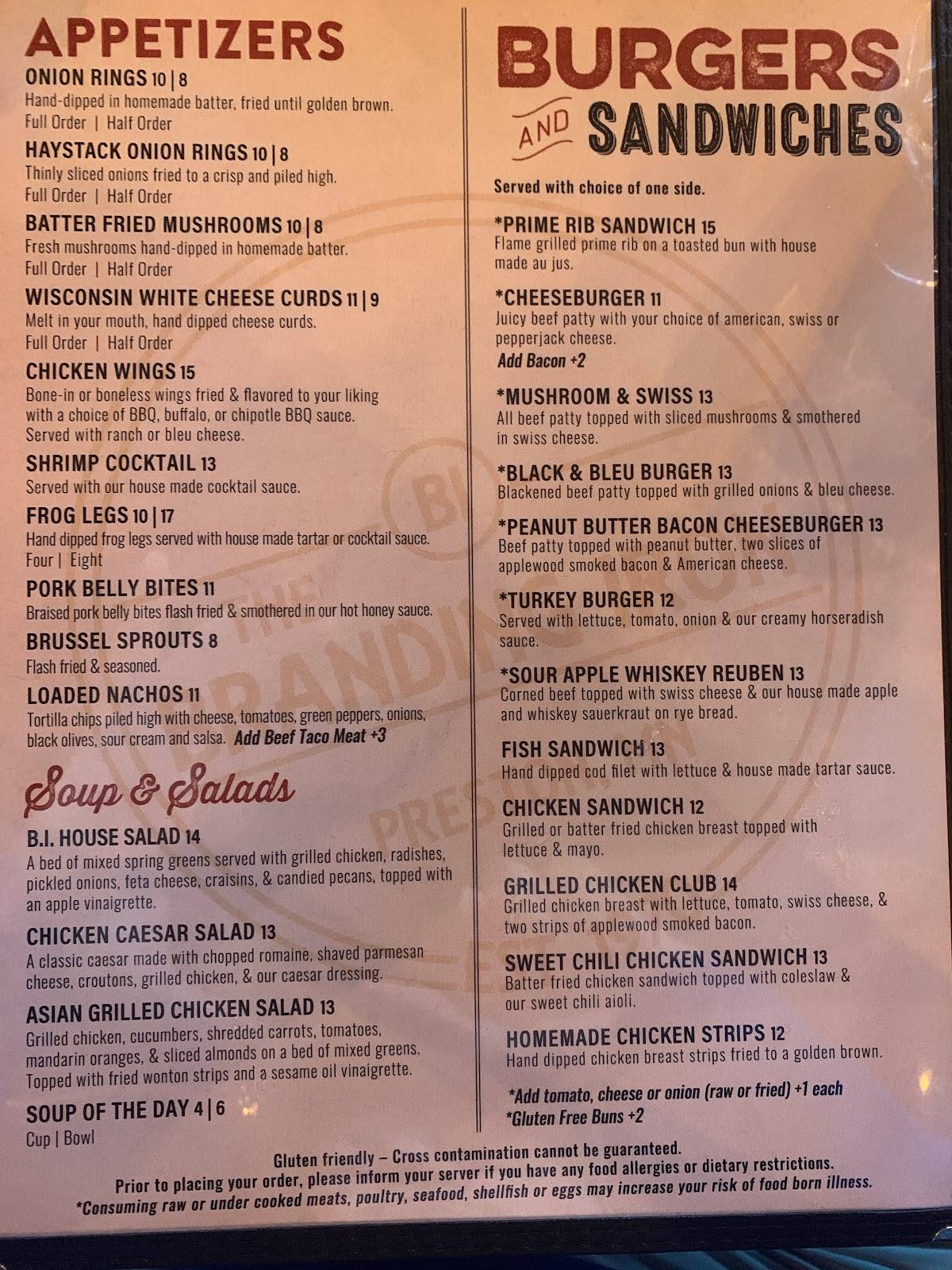Menu at Branding Iron Restaurant, Preston