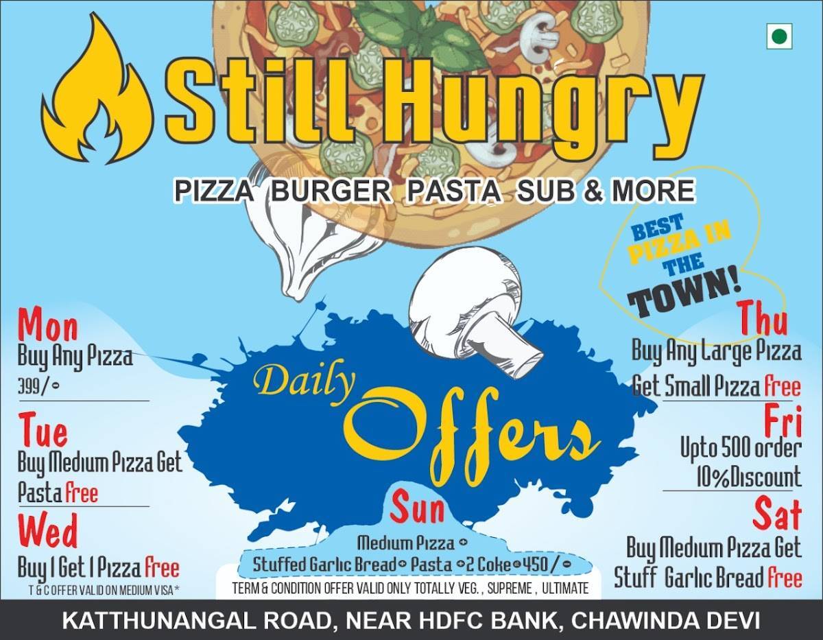 Menu at Still Hungry Best Vegetarian Restaurants Near Chawinda Devi