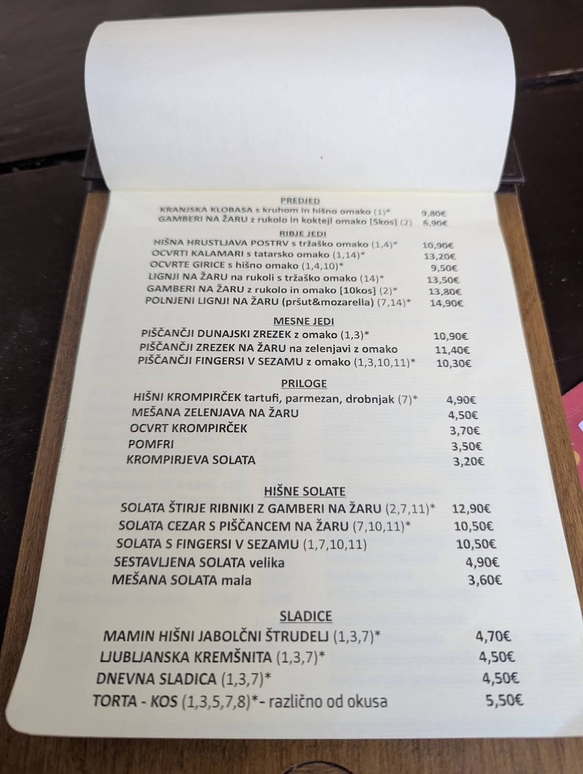 Menu di Štirje ribniki 