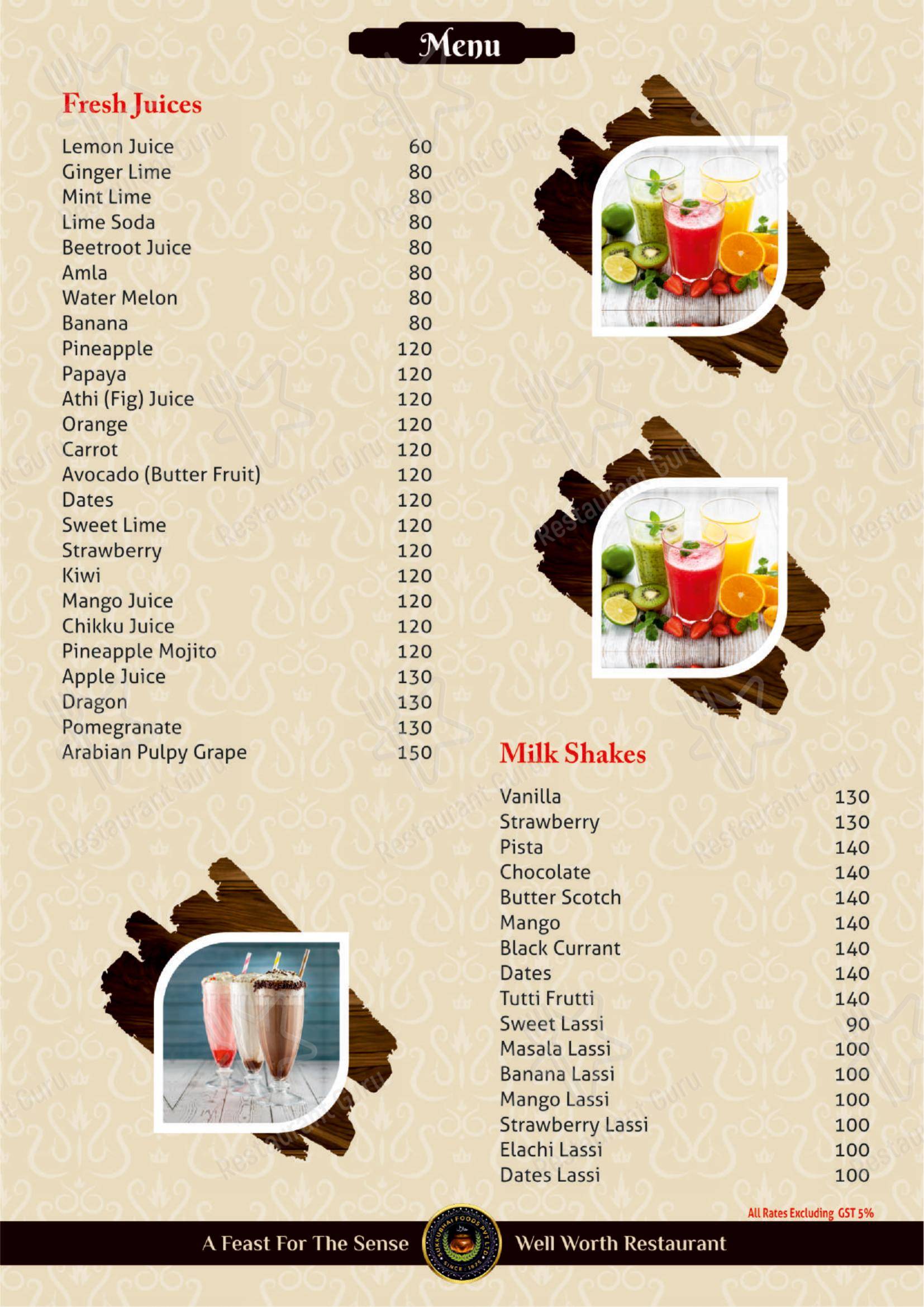 Menu for the Sukkubhai Biryani Restaurant restaurant