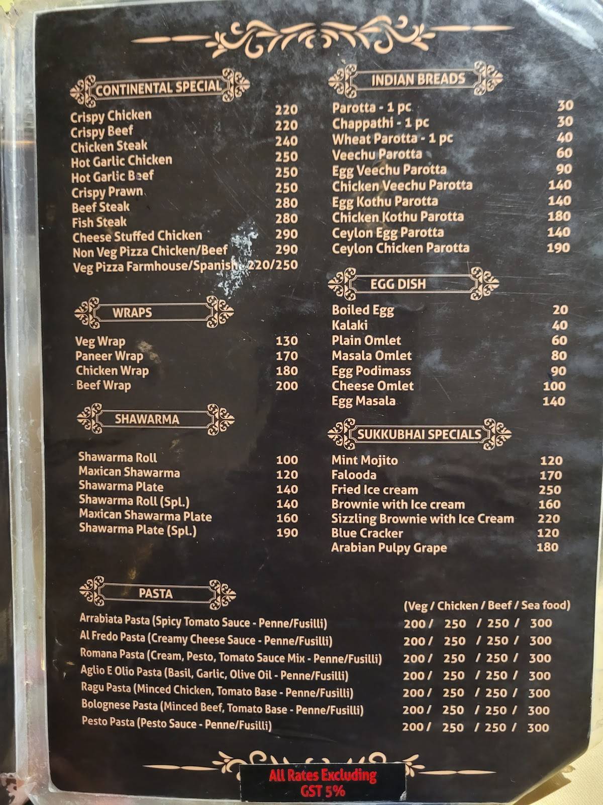 Sukkubhai Biryani Restaurant menu