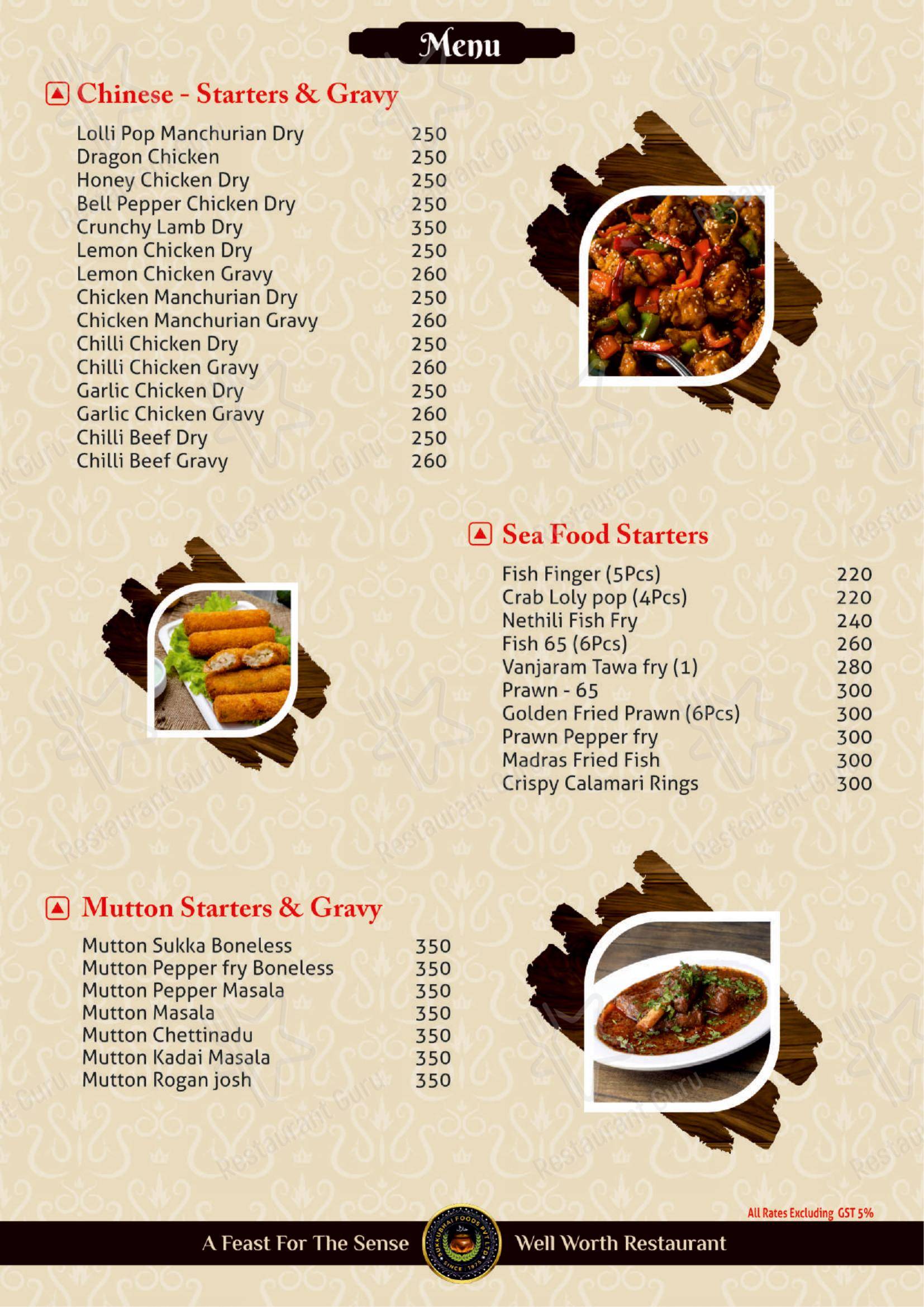 Menu for the Sukkubhai Biryani Restaurant restaurant