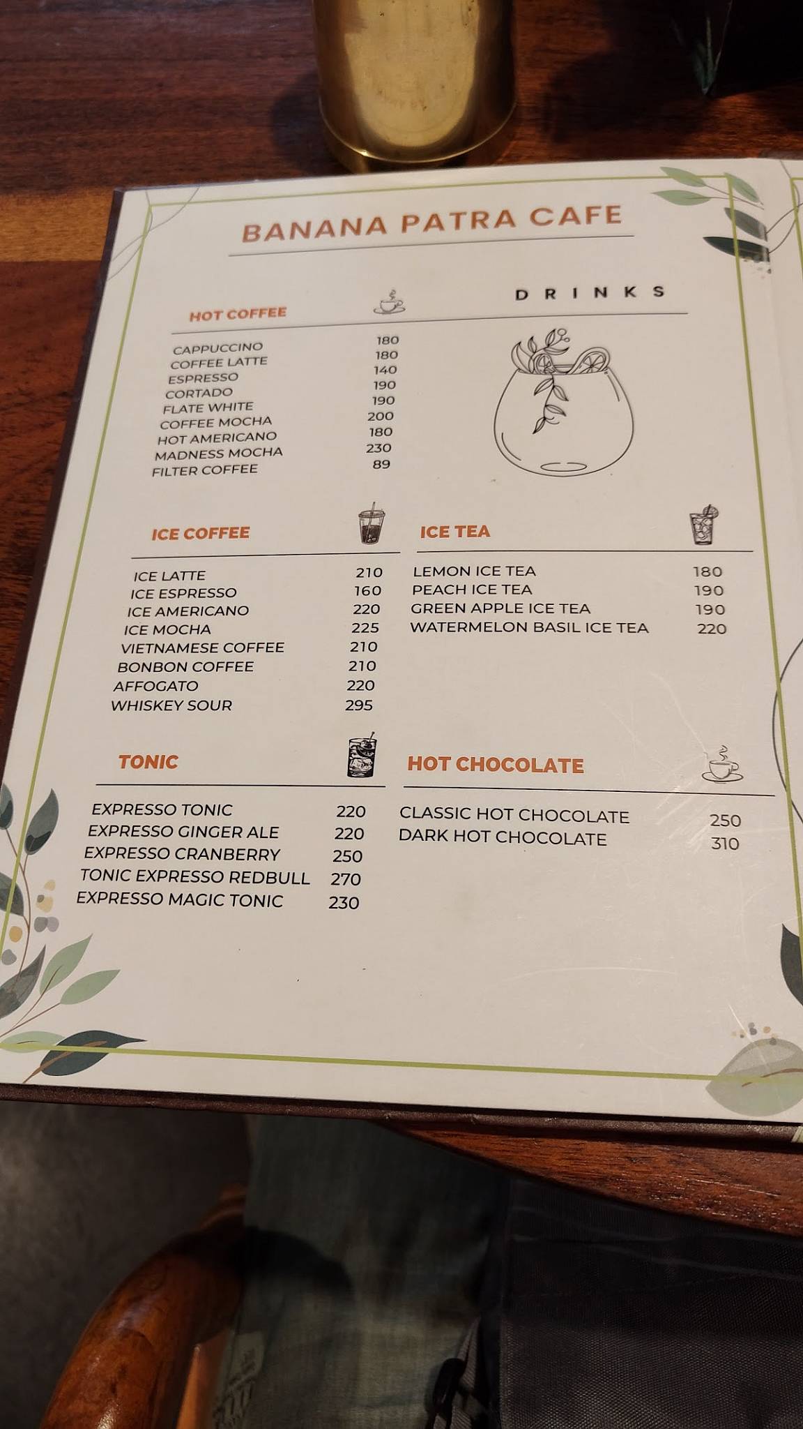 Banana Patra menu