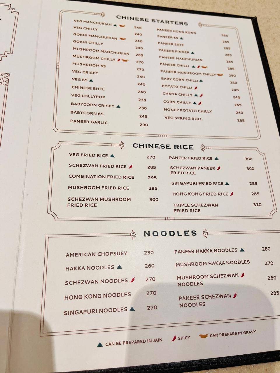 P Bhagat Tarachand menu