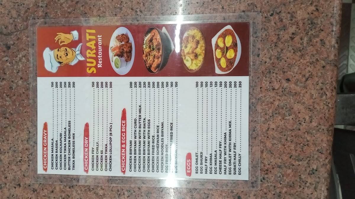 Surati Restaurant veg and nonveg menu