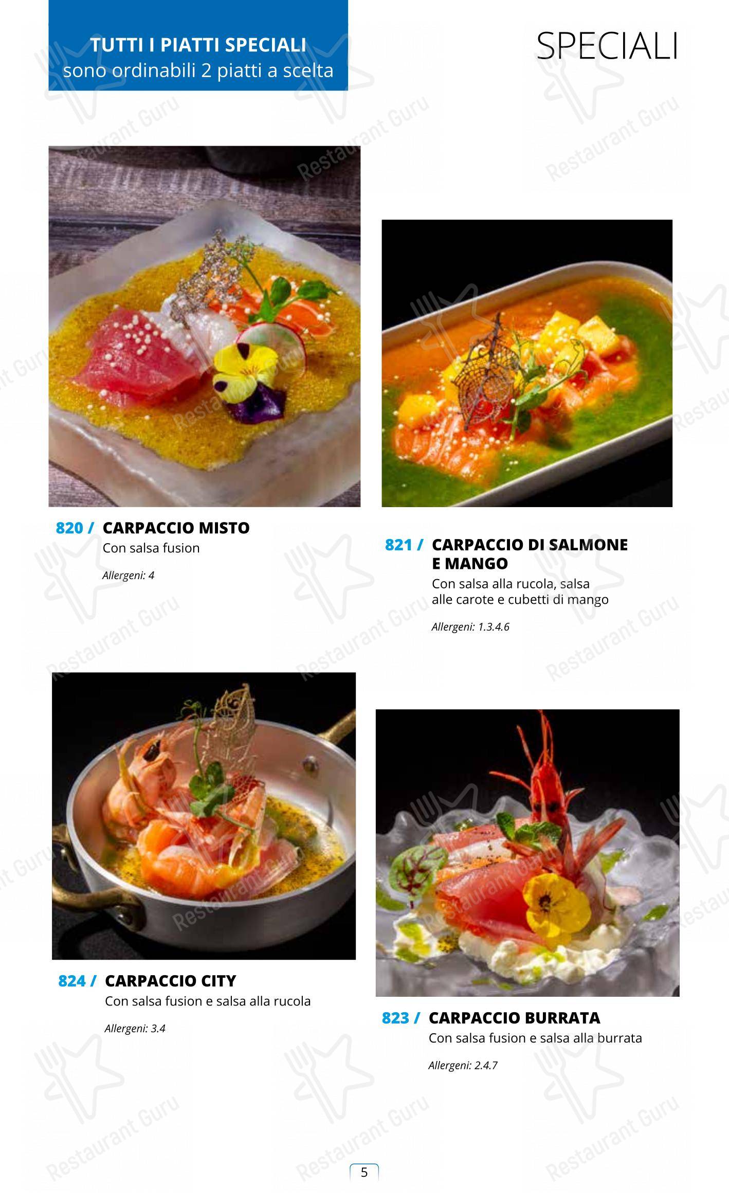 Menu di Sushi City Como - piatti e bevande