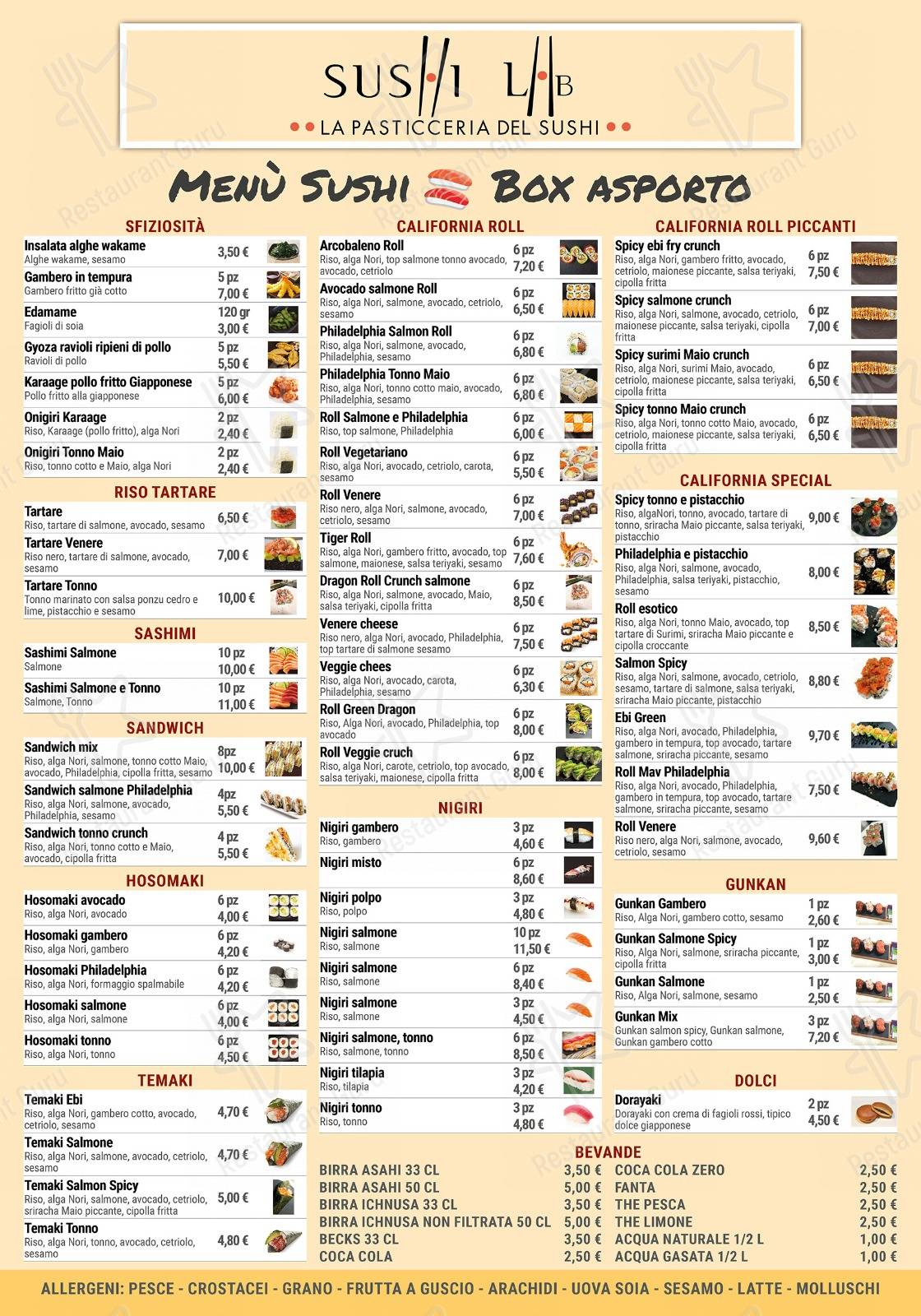 Guarda il menu di Sushi Lab Takeaway asporto e consegna a domicilio menù fisso all'interno