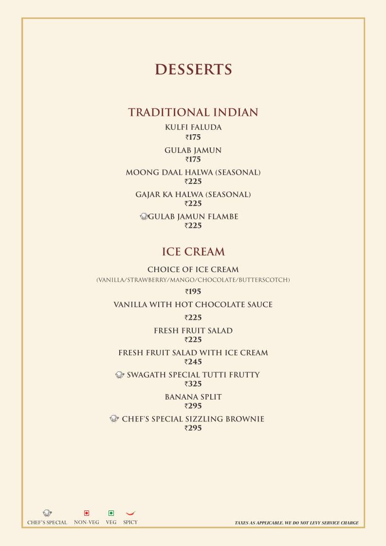 Swagath Restaurant Bar Banquets Amritsar menu