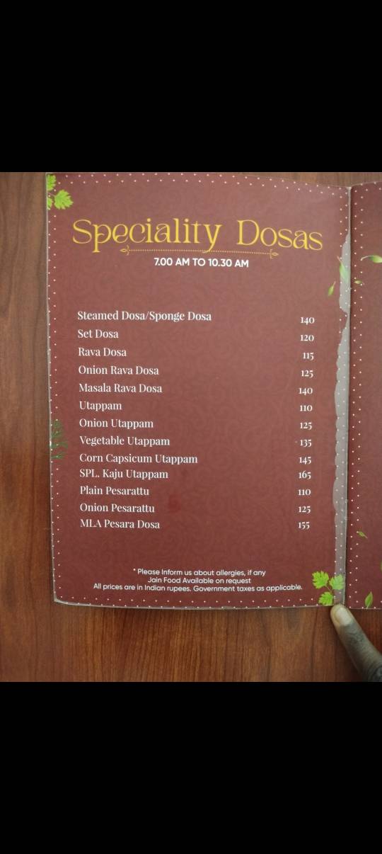 Swarn Restaurant menu
