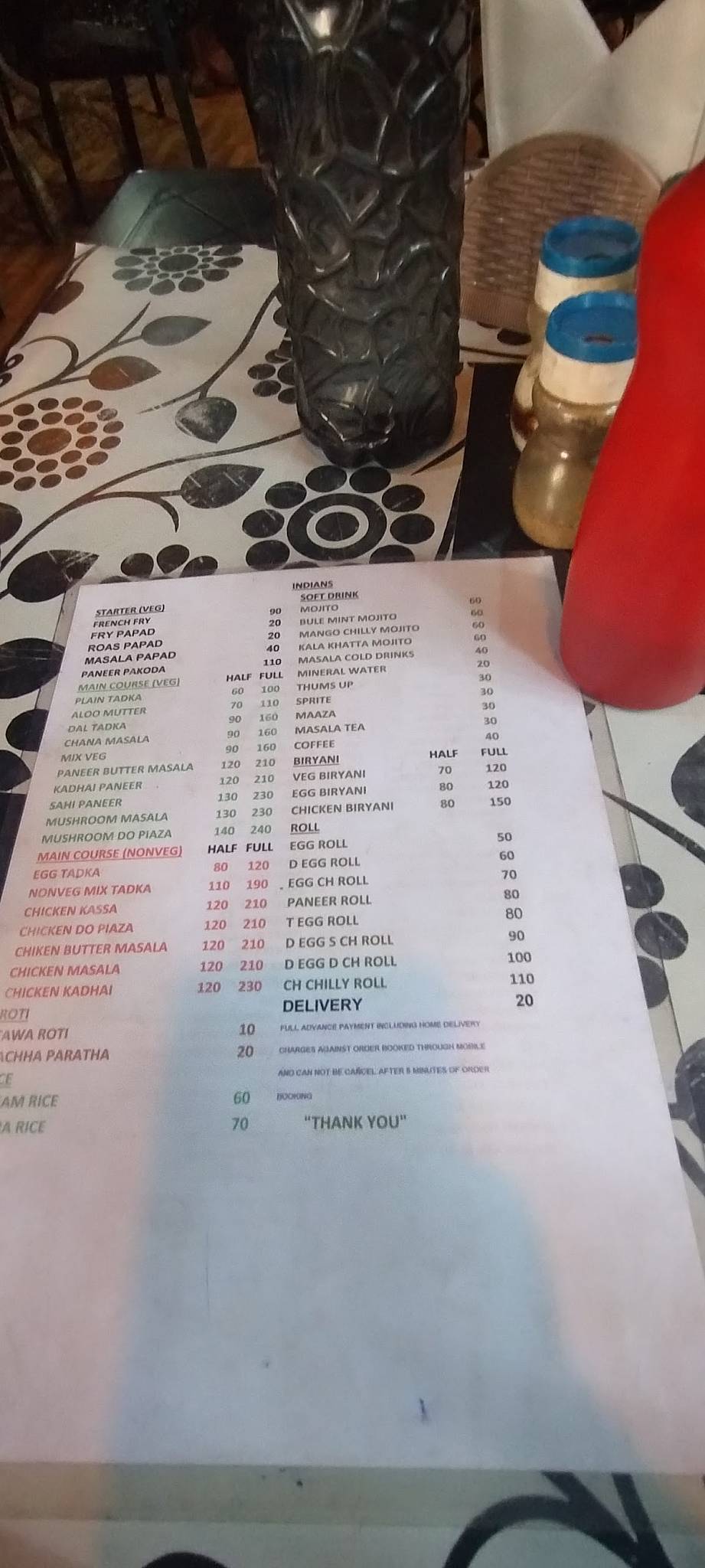 Swayam's Kitchen menu