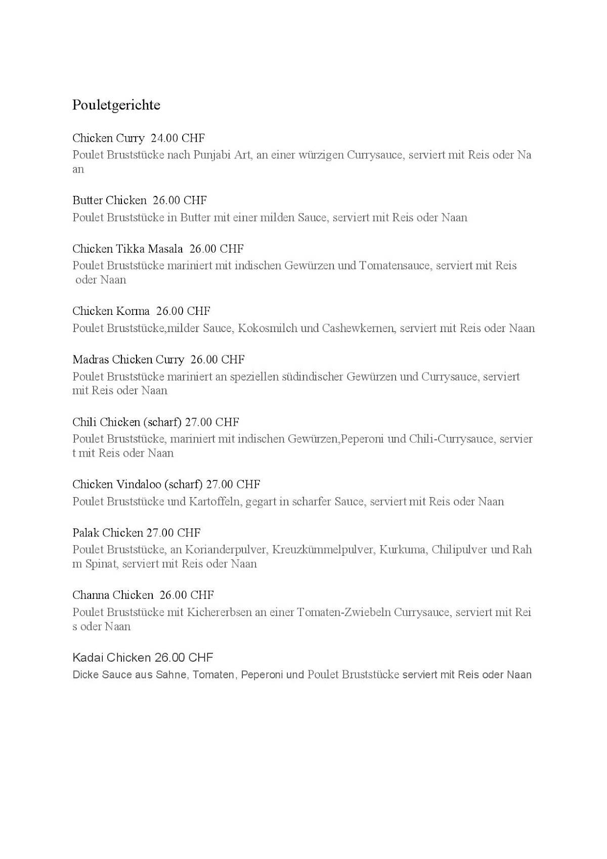 Menu di Swethlana Indian Restaurant 