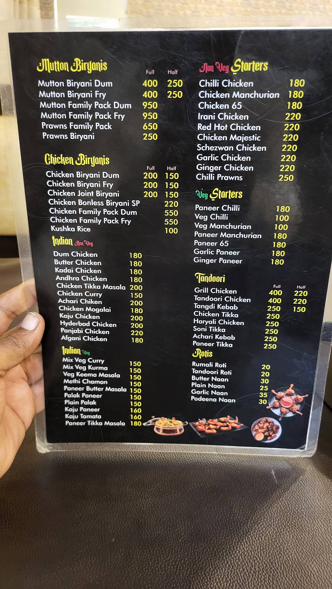 Syed Royal family restaurant menu