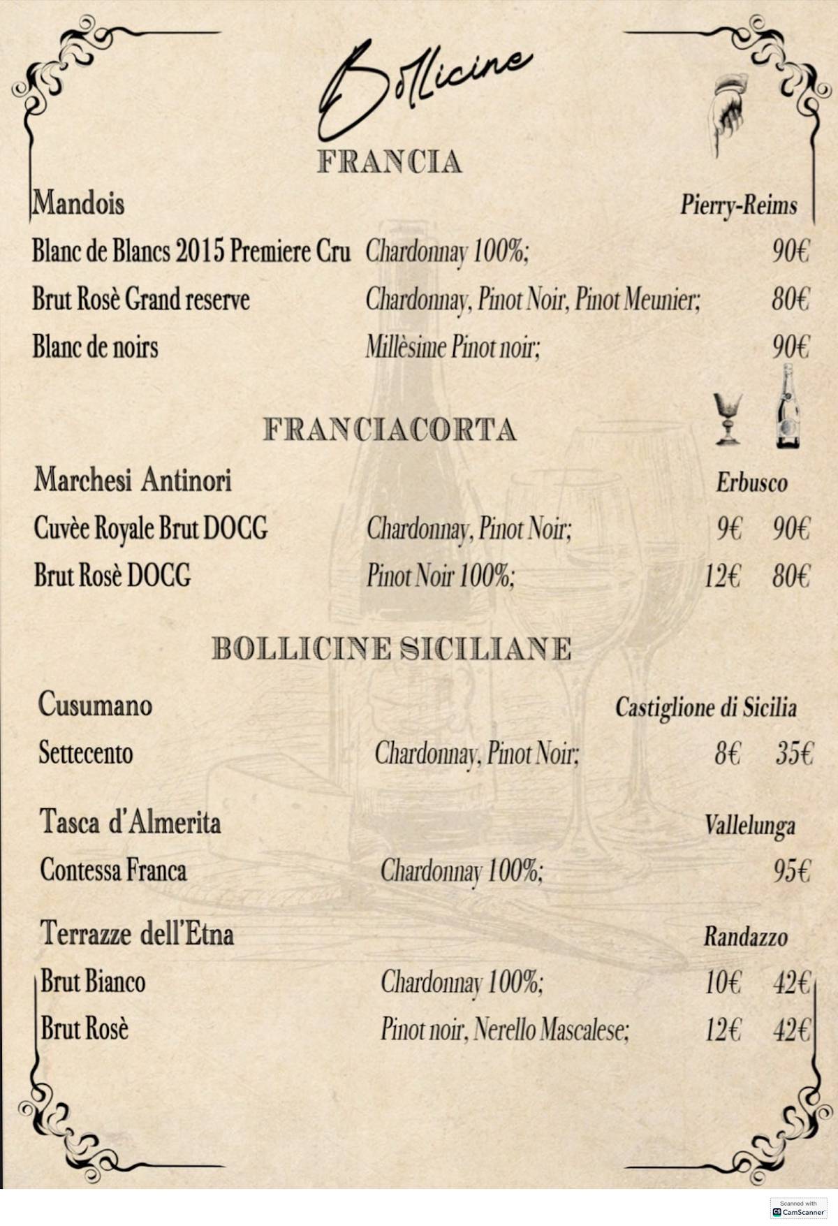 Menu di Cortile Verga Ortigia 