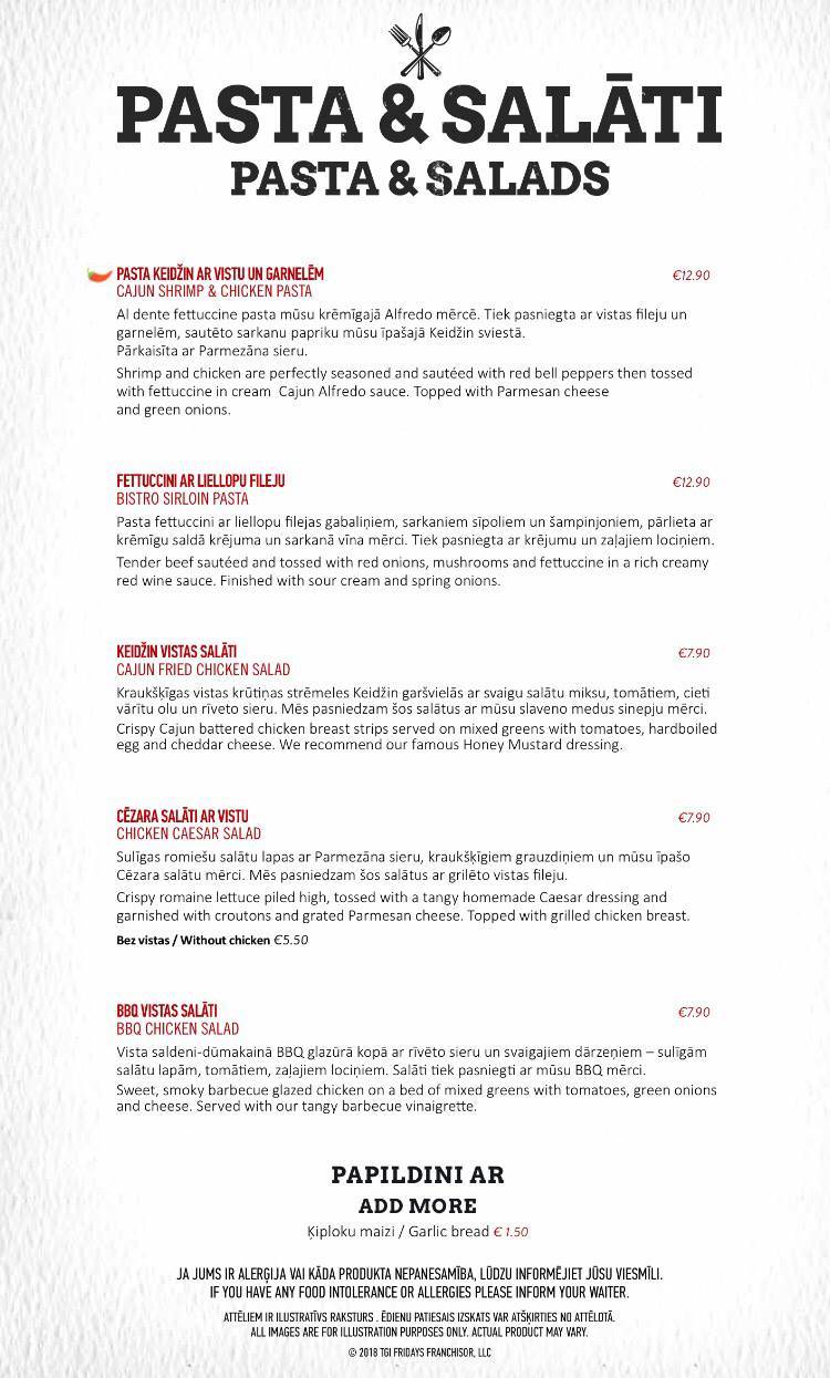 Menu de T.G.I. Friday's