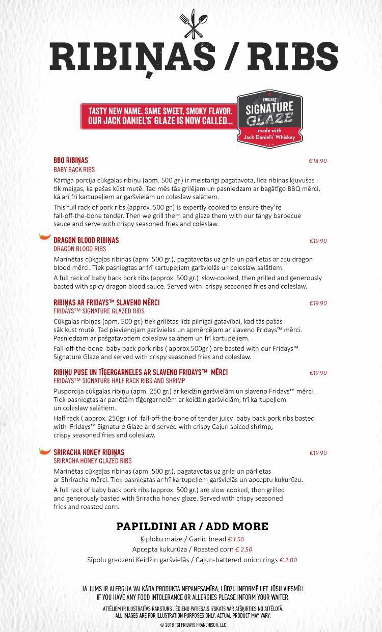 Menu de T.G.I. Friday's