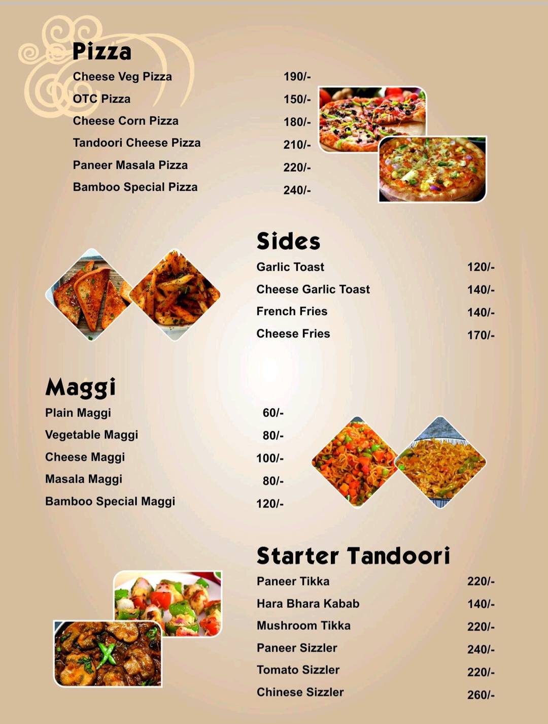 THE BAMBOO HOUSE menu