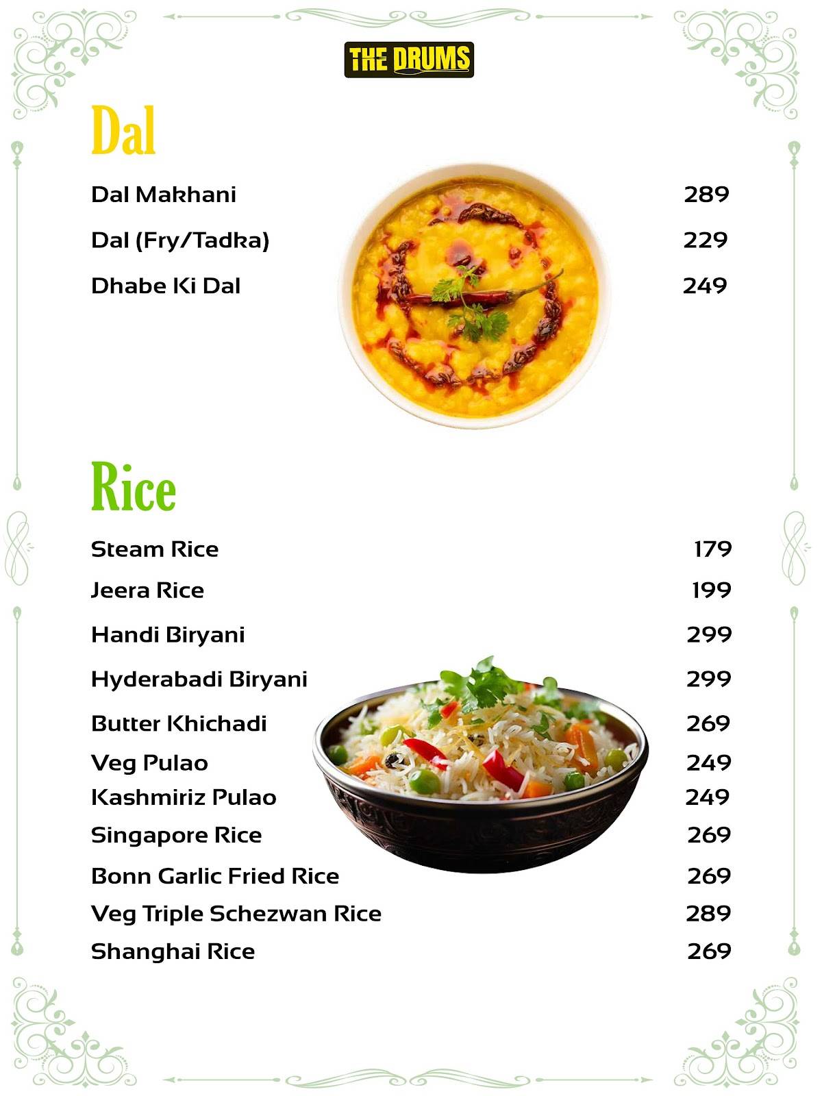 THE DRUMS menu