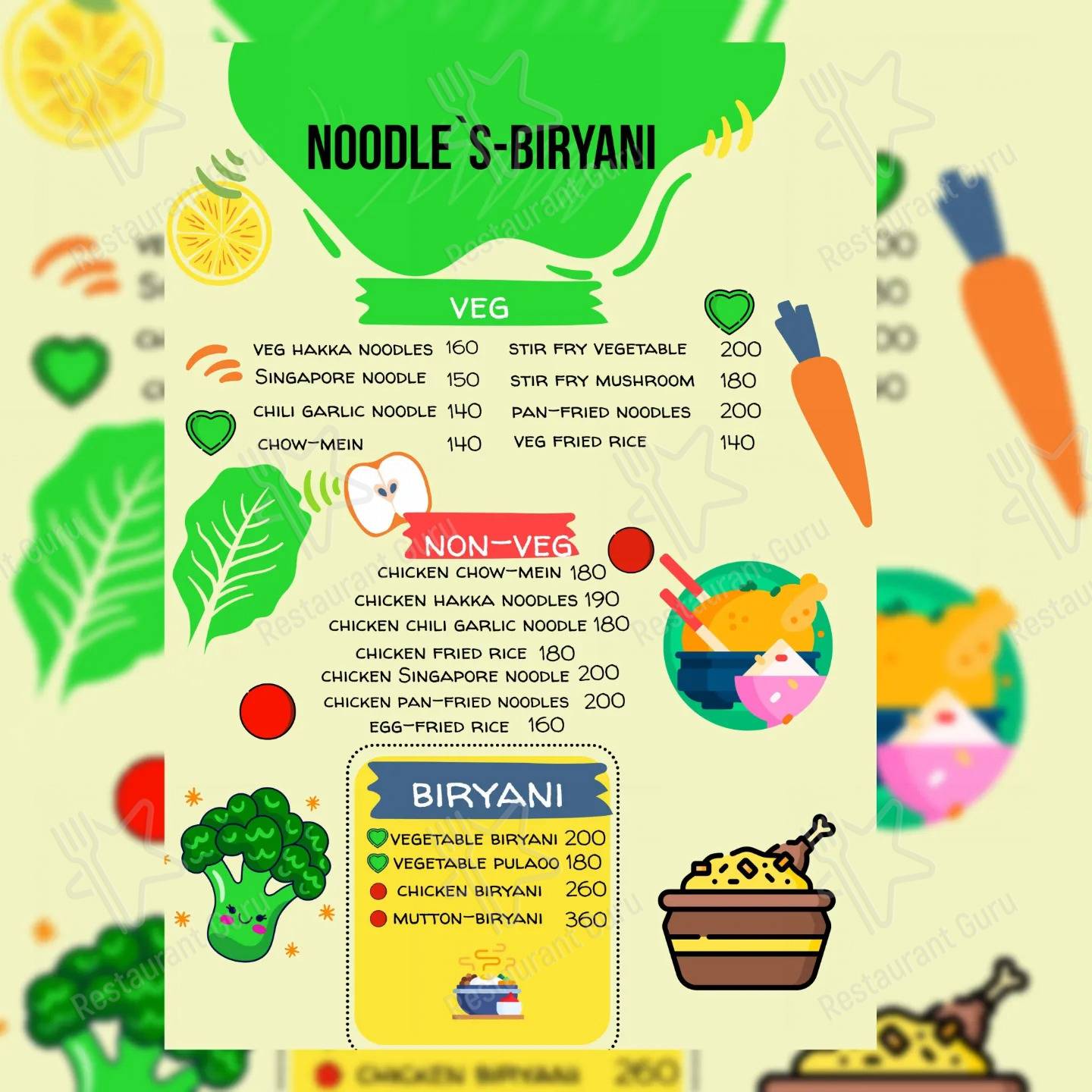 THE SAFFRON menu