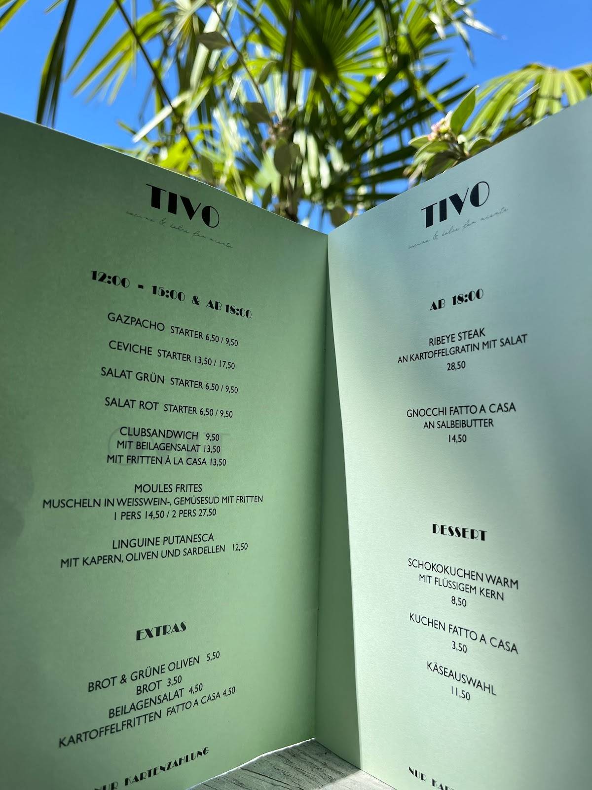 Speisekarte Von TIVO Restaurant M nchen