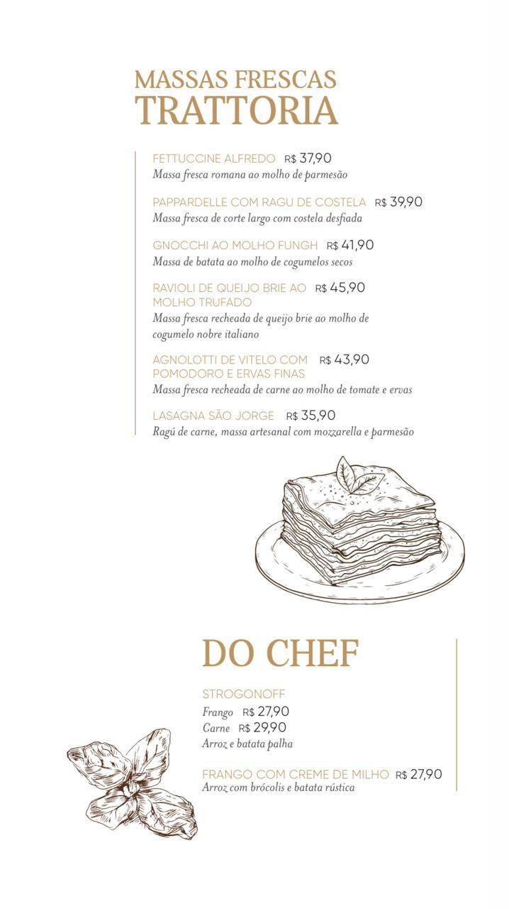 TRATTORIA SÃO JORGE CUCINA cardápio