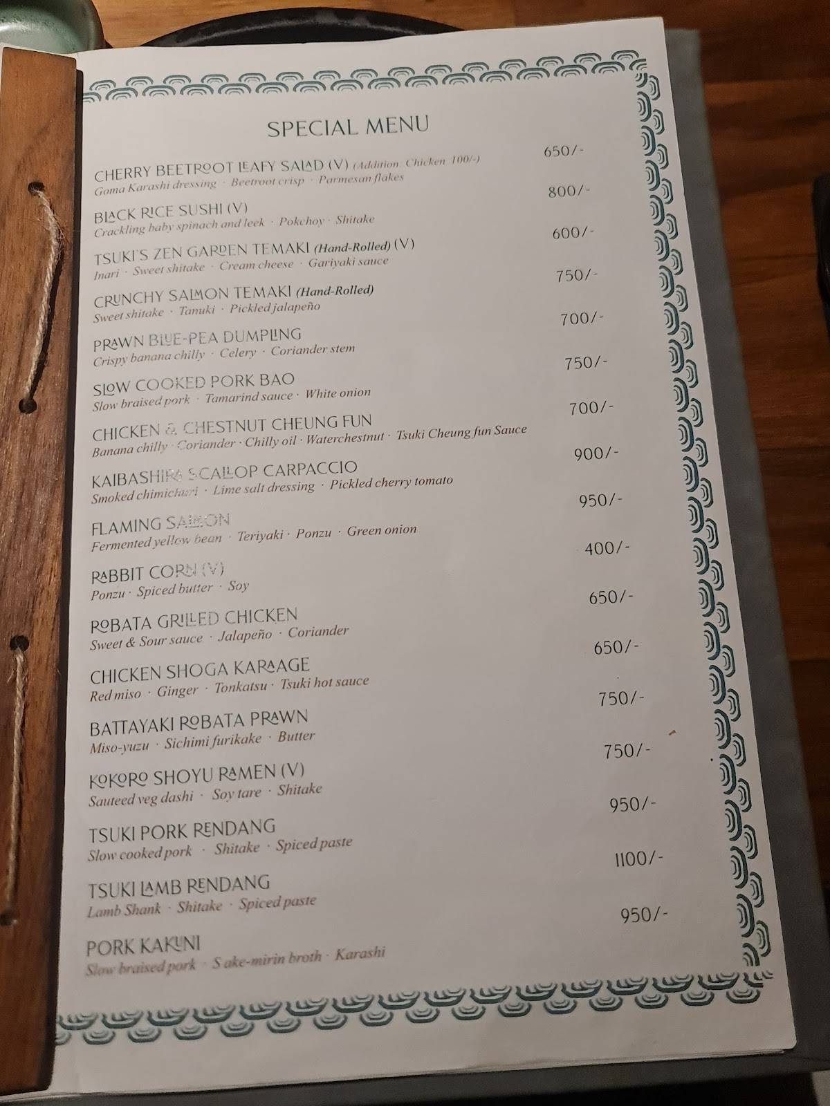 TSUKI : Pan Asian Restaurant menu