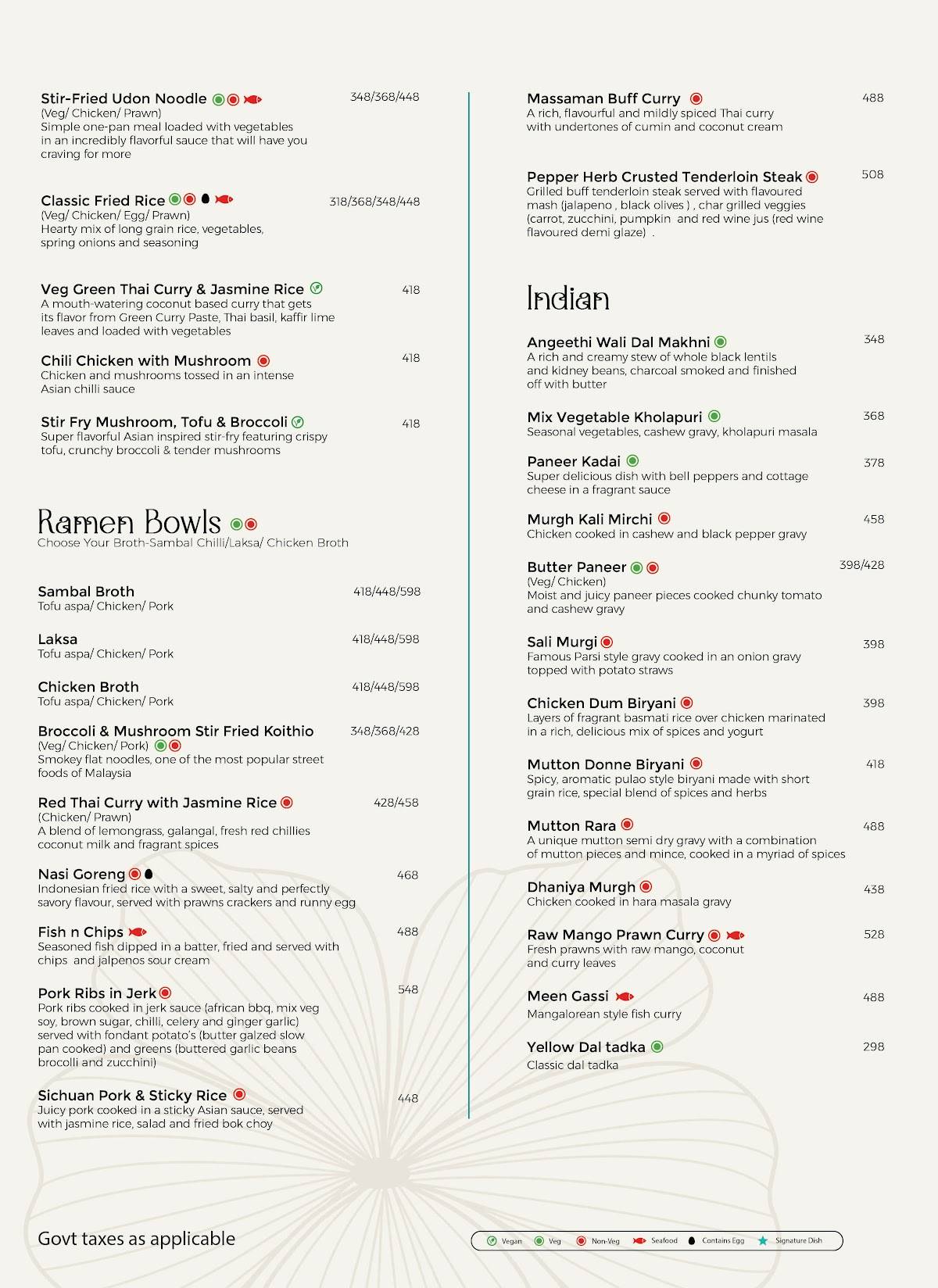 TYD menu