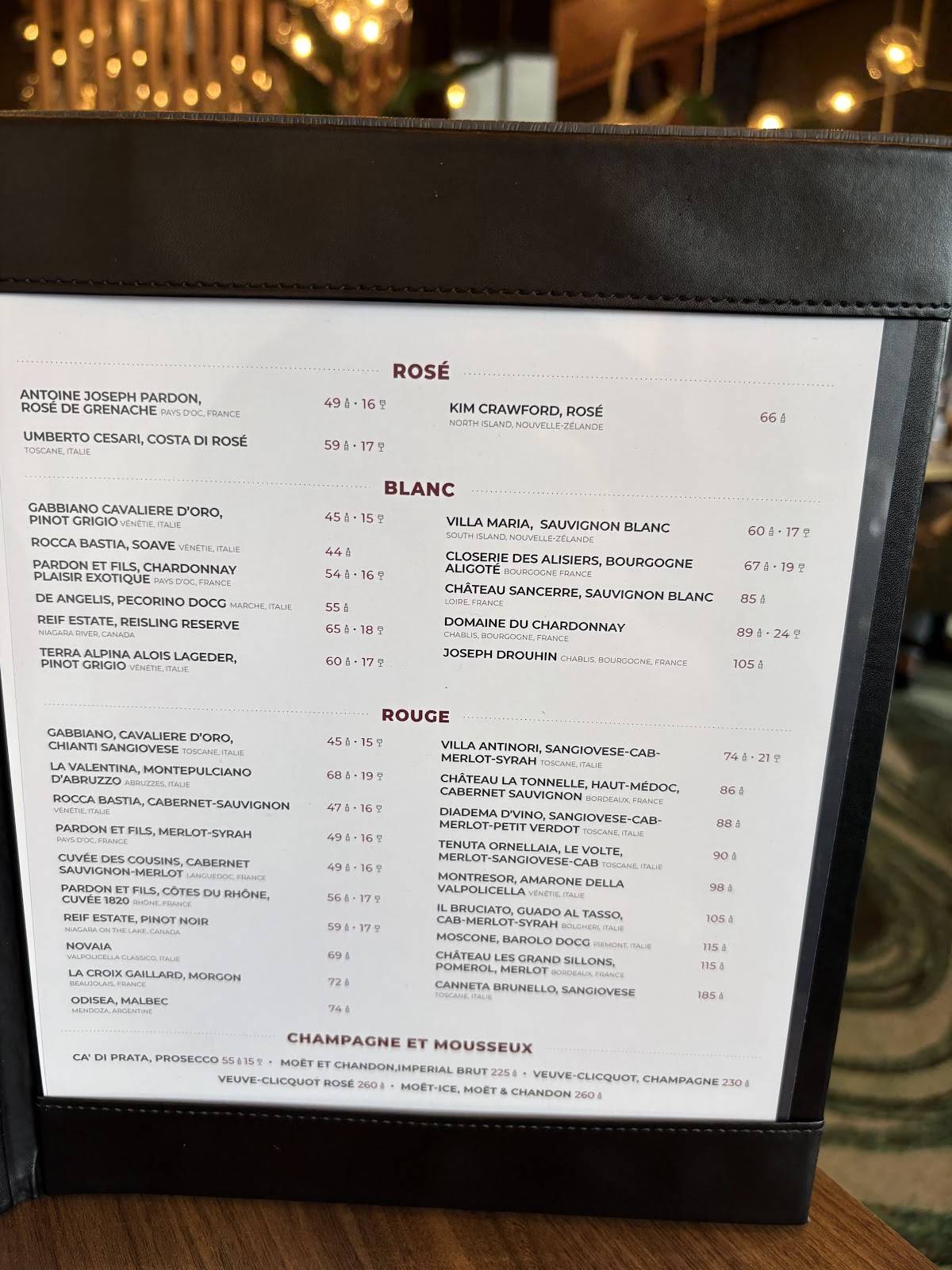 Menu de Table 51 Laval