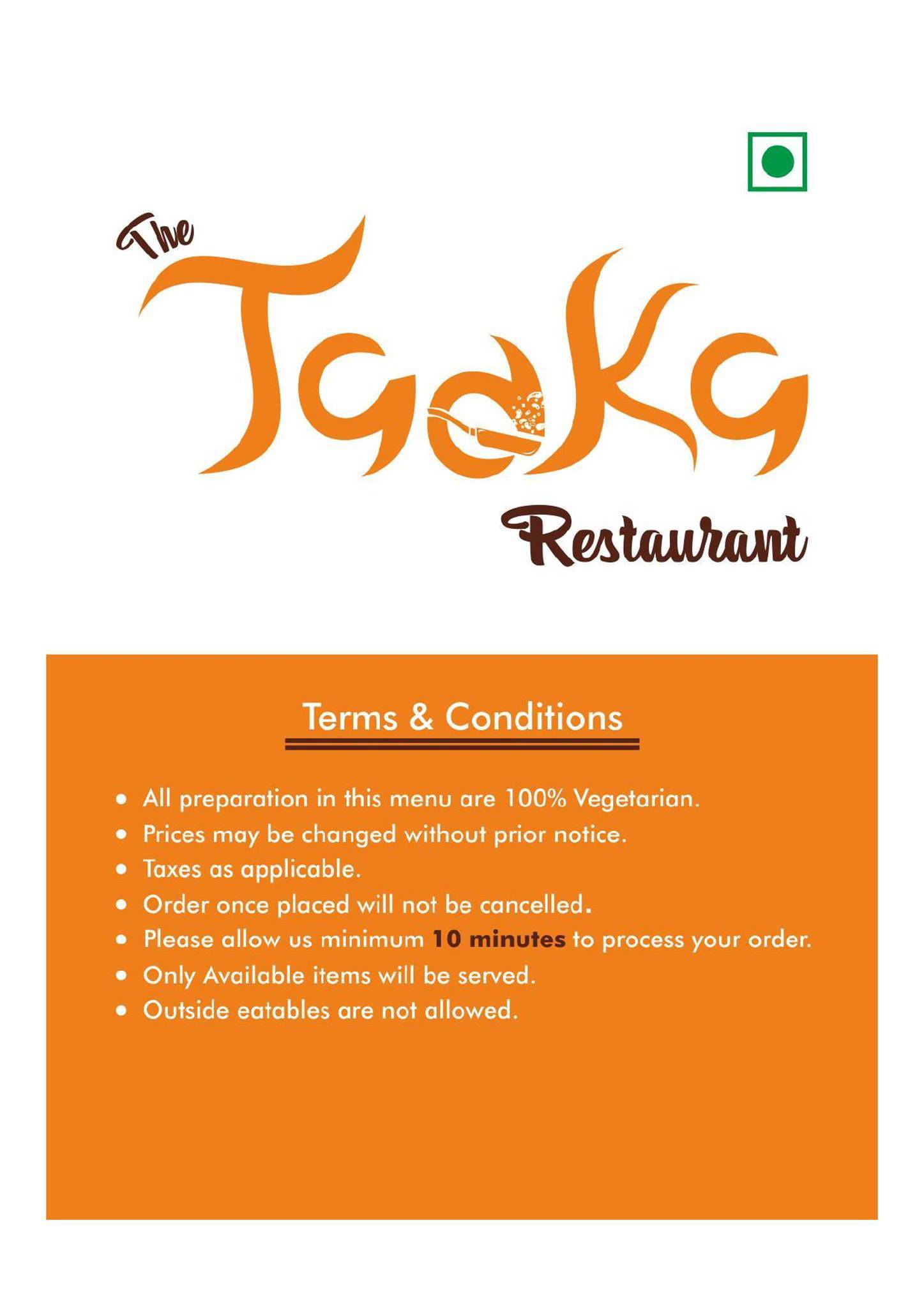 Tadka Restaurant menu