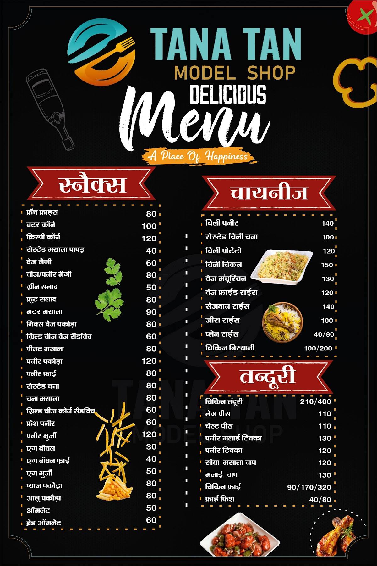 Tana tan model shop jhansi menu
