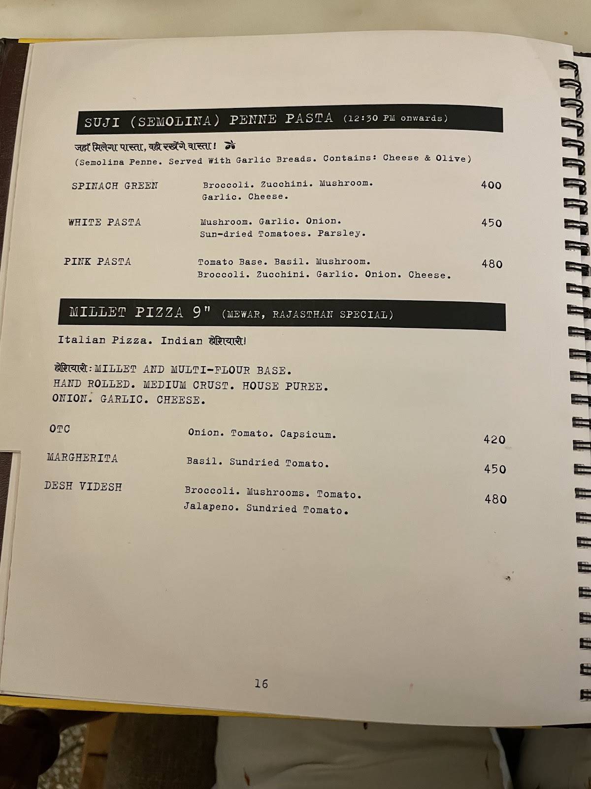 Tapri Niwas menu