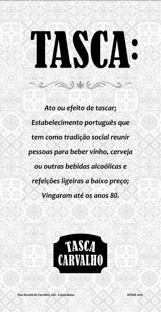 Bar Tasca Carvalho - Copacabana cardápio
