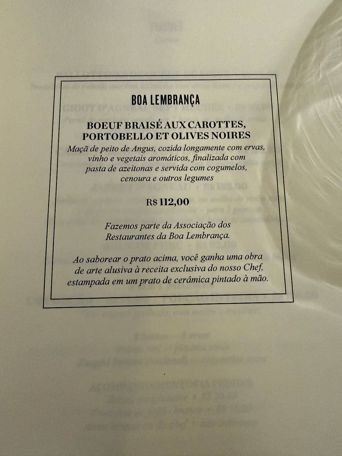 Taste-Vin cardápio
