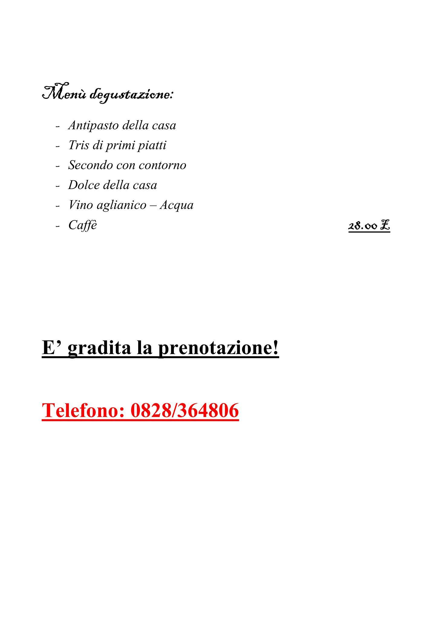 Menu di Taverna Magnum 