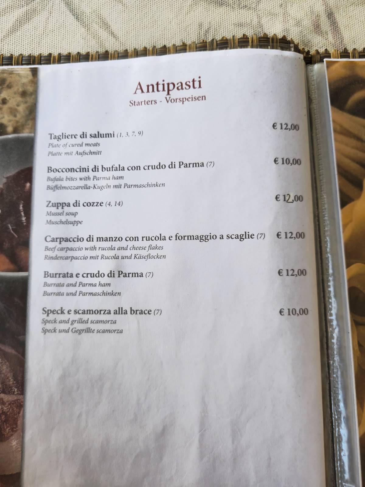 Menu di Tavernetta Ristorante Pizzeria & Albergo 