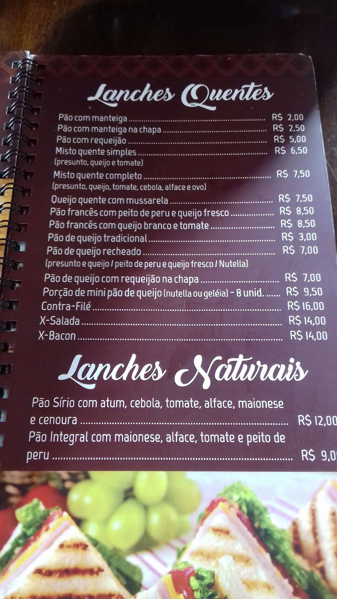 Tayrona cardápio