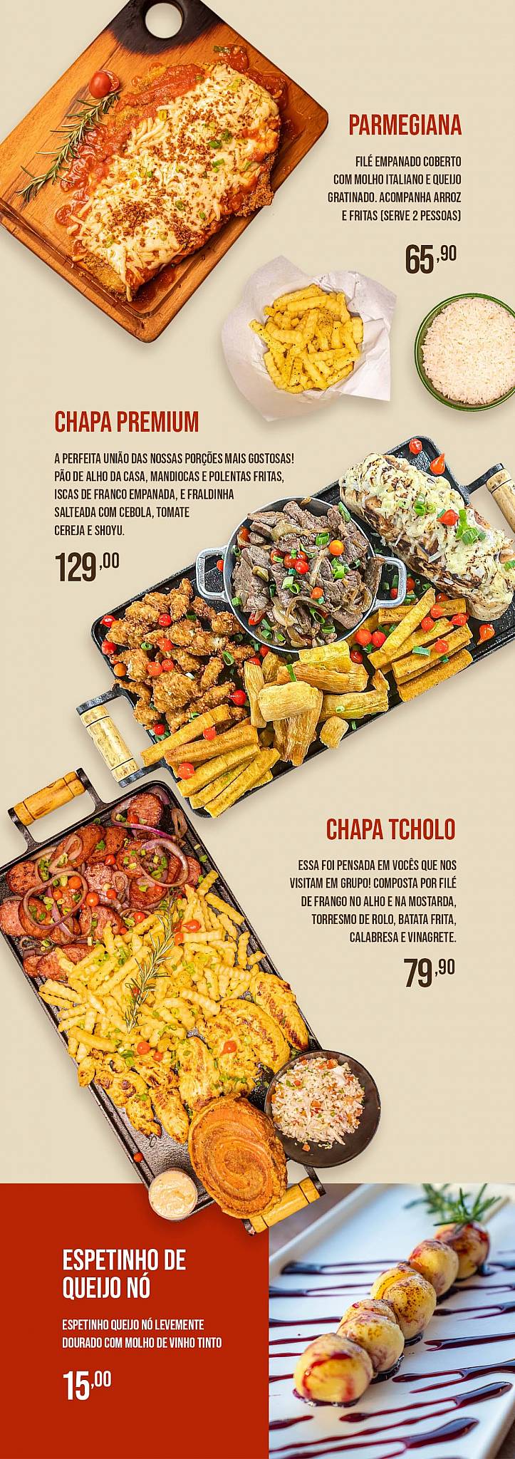 Tcholo Bar e Petiscaria cardápio