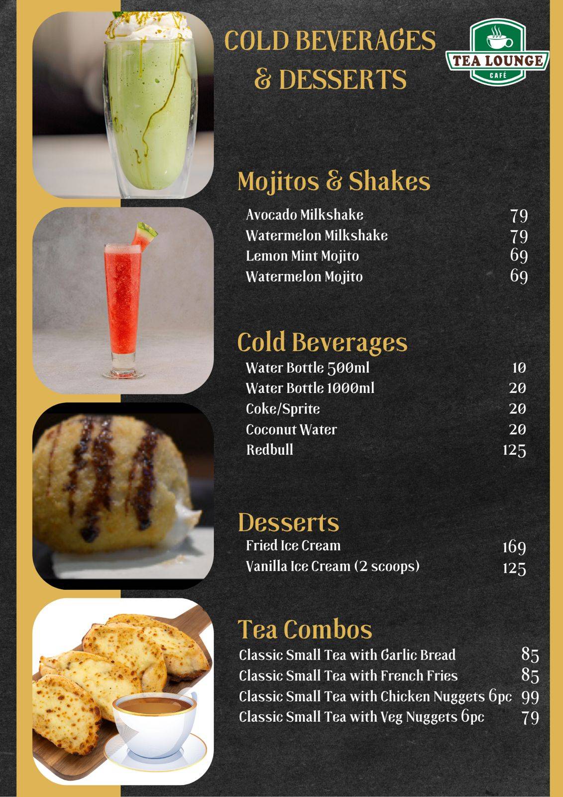 Tea Lounge cafe menu