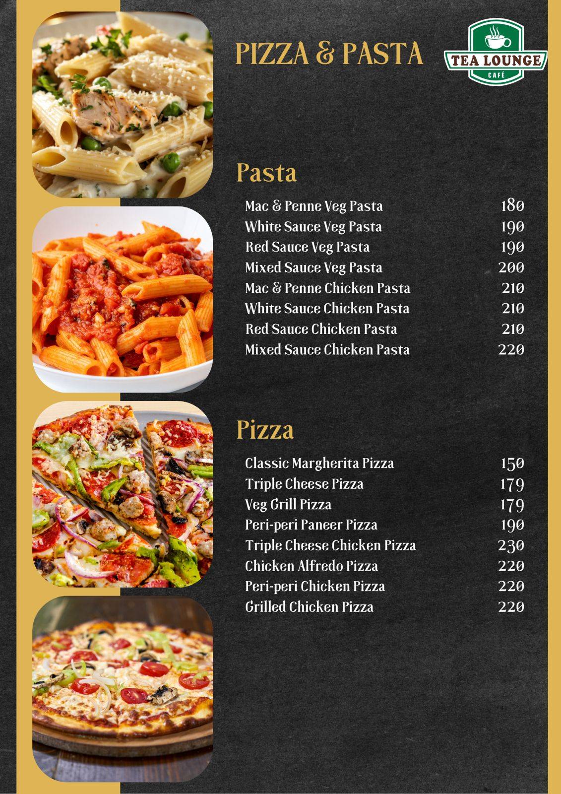 Tea Lounge cafe menu