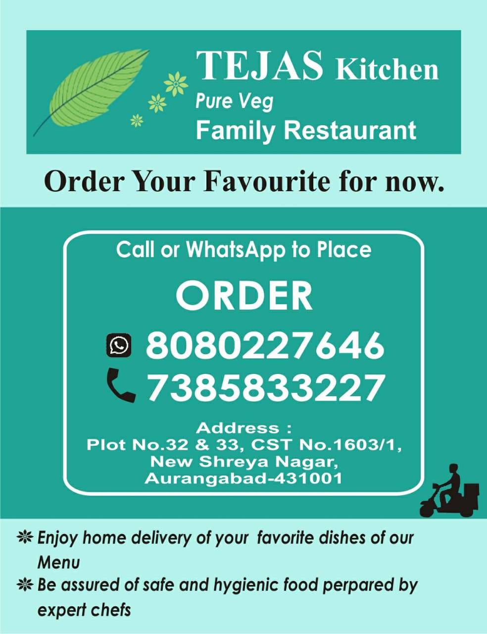 Tejas kitchen pure veg family restaurant menu