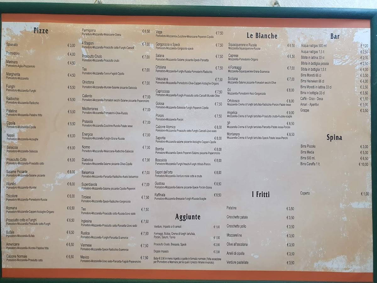 Menu di Teopizza 